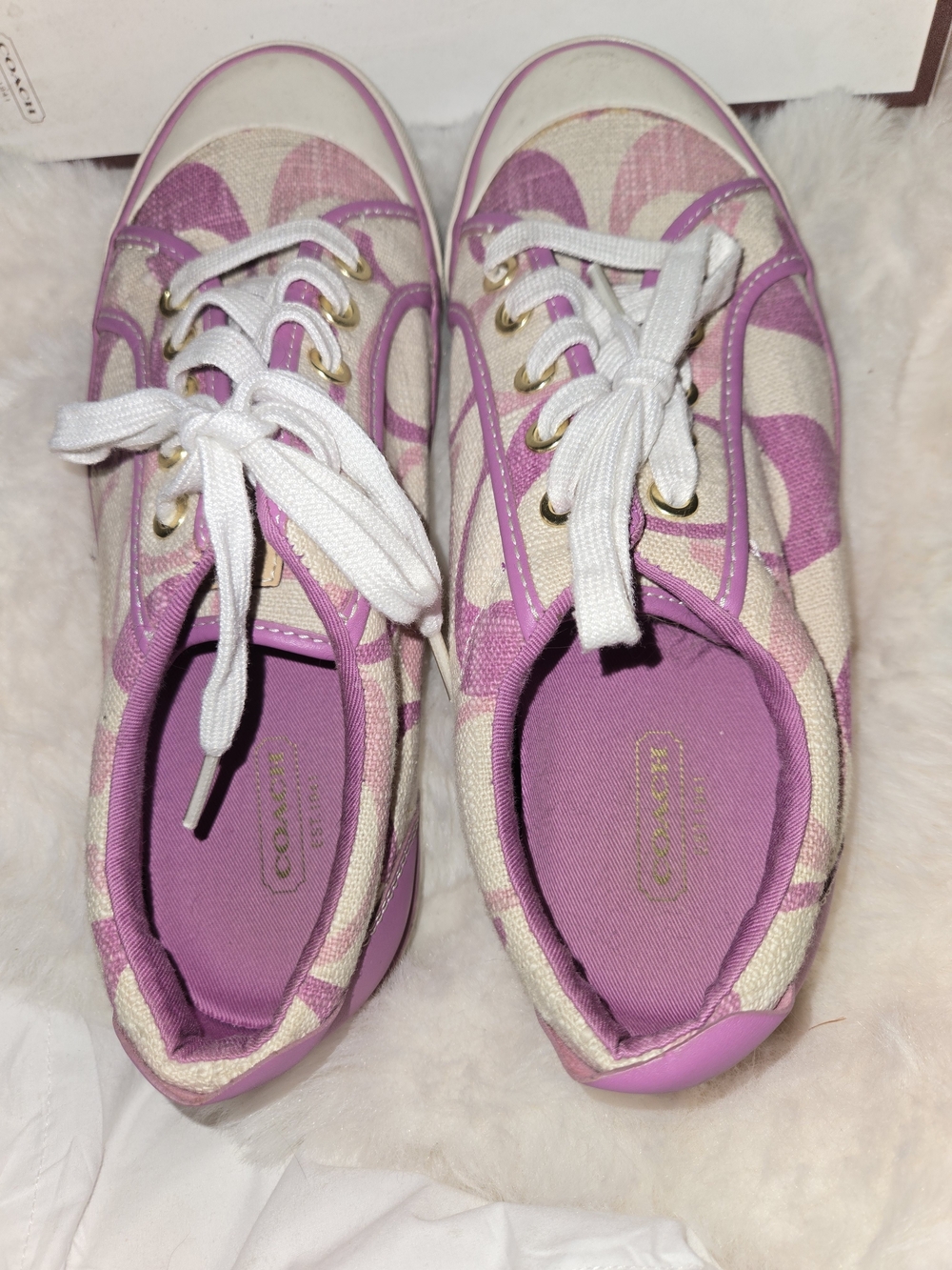 Coach Women’s Pink Signature Canvas Sneakers